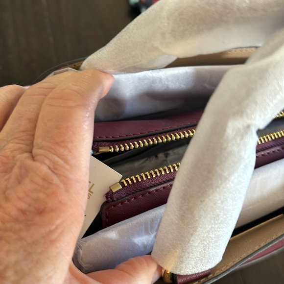 NWT dark cherry Reed Belted satchel - Picture 7 of 9